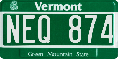 VT license plate NEQ874
