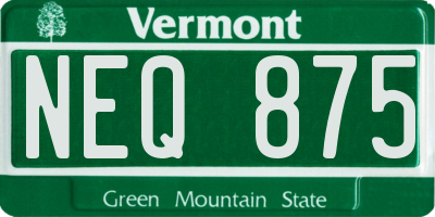 VT license plate NEQ875