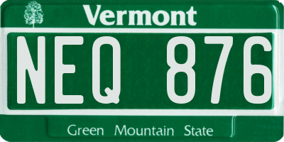 VT license plate NEQ876