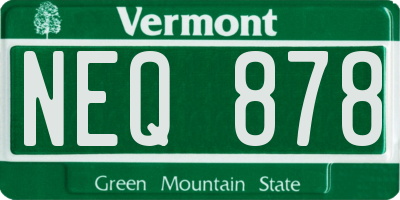 VT license plate NEQ878