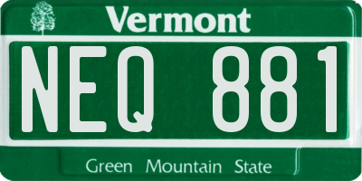 VT license plate NEQ881