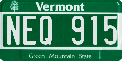 VT license plate NEQ915