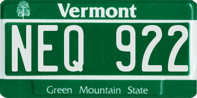 VT license plate NEQ922