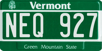 VT license plate NEQ927