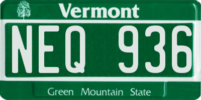 VT license plate NEQ936