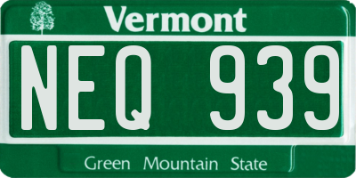 VT license plate NEQ939