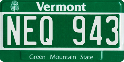 VT license plate NEQ943