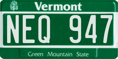 VT license plate NEQ947