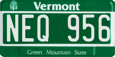 VT license plate NEQ956