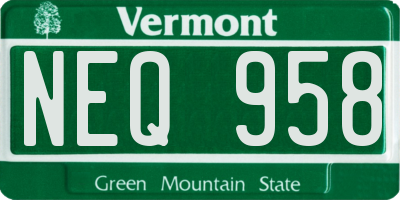 VT license plate NEQ958