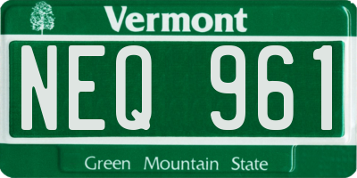 VT license plate NEQ961