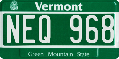 VT license plate NEQ968