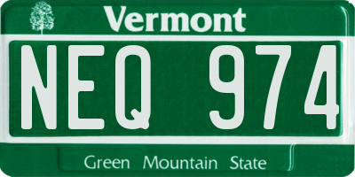 VT license plate NEQ974