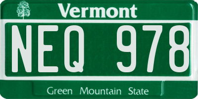 VT license plate NEQ978