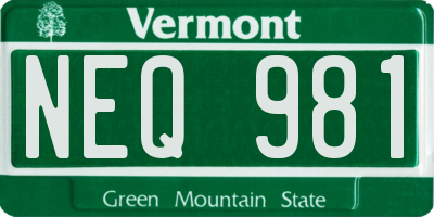 VT license plate NEQ981