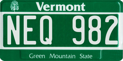 VT license plate NEQ982