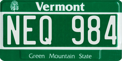 VT license plate NEQ984