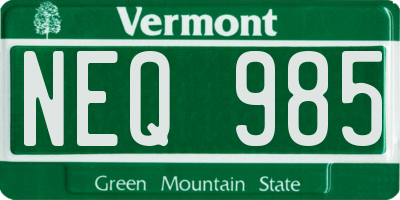 VT license plate NEQ985