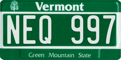 VT license plate NEQ997