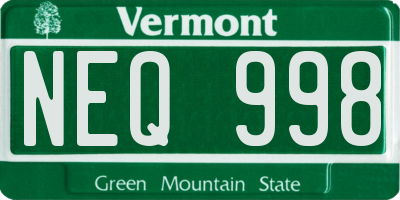 VT license plate NEQ998