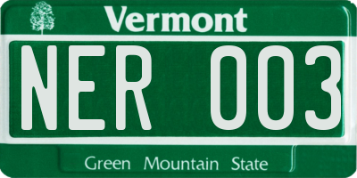 VT license plate NER003