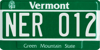 VT license plate NER012