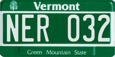 VT license plate NER032