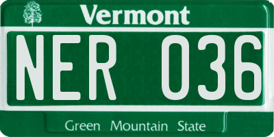 VT license plate NER036
