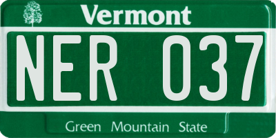 VT license plate NER037