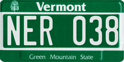 VT license plate NER038