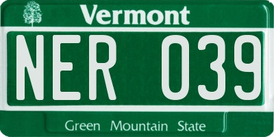 VT license plate NER039