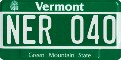 VT license plate NER040