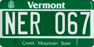 VT license plate NER067