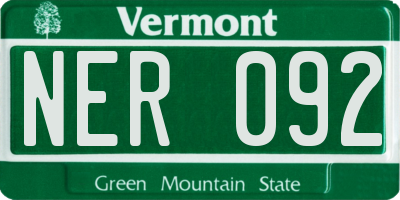 VT license plate NER092