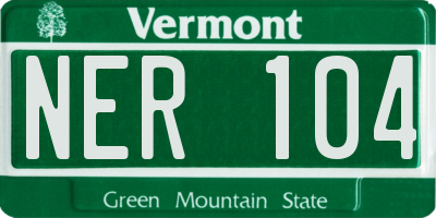 VT license plate NER104
