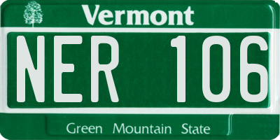 VT license plate NER106