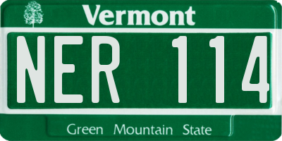 VT license plate NER114