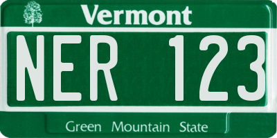 VT license plate NER123
