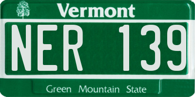 VT license plate NER139