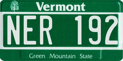 VT license plate NER192