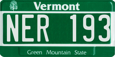 VT license plate NER193