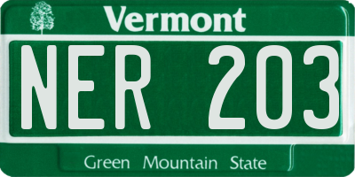 VT license plate NER203