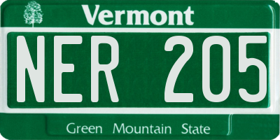 VT license plate NER205