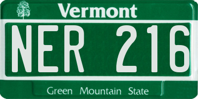 VT license plate NER216
