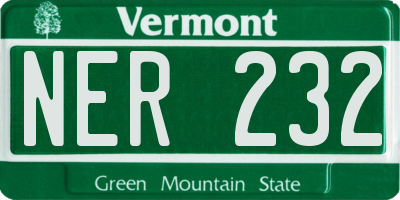 VT license plate NER232