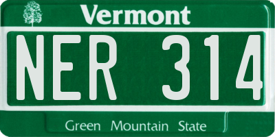 VT license plate NER314