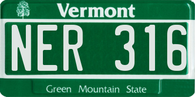 VT license plate NER316