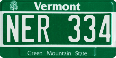 VT license plate NER334