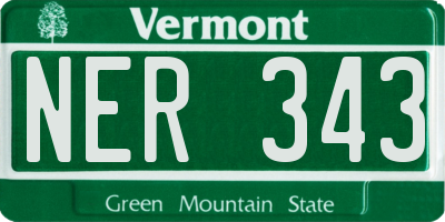 VT license plate NER343