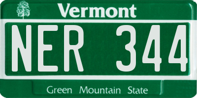 VT license plate NER344